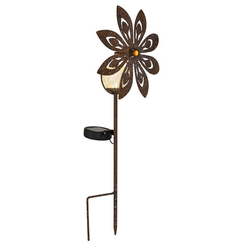Solarleuchte Außen Stecklampe Windrad Balkondeko Erdspieß rost Blume Glas LED - Bild 9 von 12
