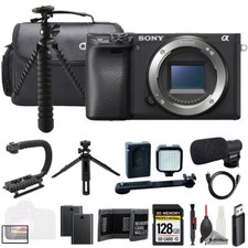 Sony Alpha a6400 Body  Mic  128GB  Extra Battery LED Flash- ULTIMATE Kit