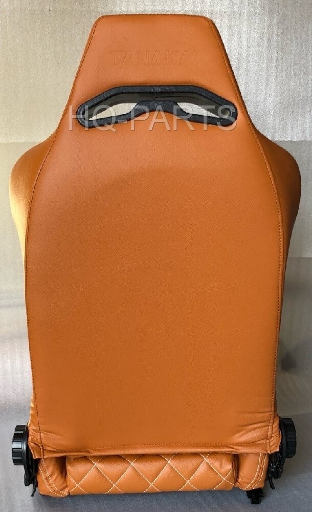 2 X TANAKA TAN PVC LEATHER RACING SEATS RECLINABLE + DIAMOND