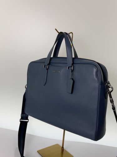 Coach C8174 Business Bag Briefcase Leather Blue Plain Used - Picture 2 of 6