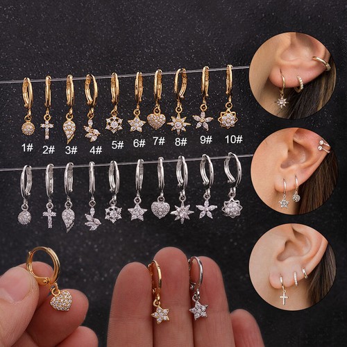 Ear Stud Earring Drop Dangle Fashion Jewelry Ear Hook Charms Earrings Zircon - Picture 7 of 7