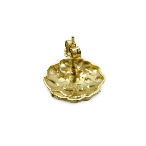 Brass 14K Solid Nugget Cookie Earring Earrings Bling Stud Type Fashion Jewelry - Picture 5 of 14