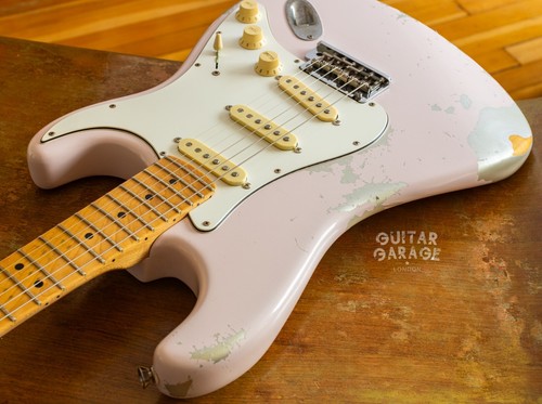 2004 Fender USA Stratocaster Shell Pink over Shoreline Silver nitro relic - Picture 15 of 16