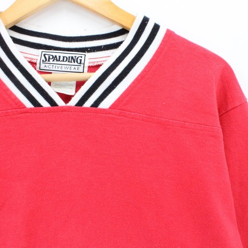 Vintage Spalding Activewear Top Womens Red Pullover V Neck Retro Size L/XL 90s - Picture 2 of 10
