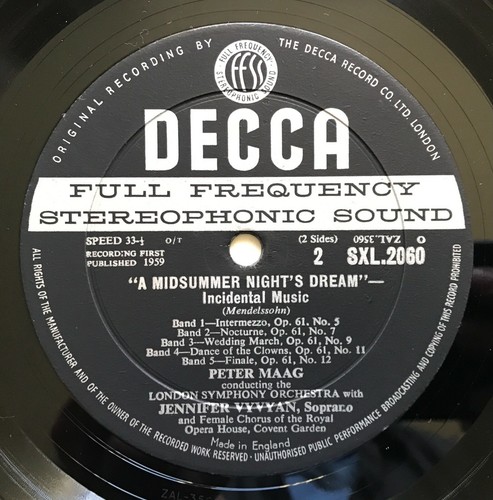 SXL 2060 WBg ED1 - MENDELSSOHN - A MIDSUMMER NIGHT'S DREAM - PETER MAAG / LSO - Imagen 4 de 7