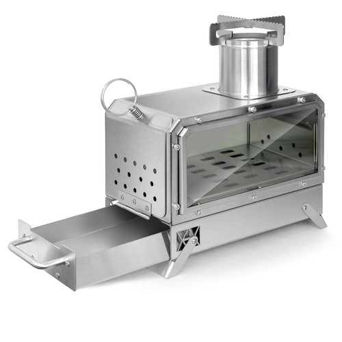 Portable Wood Burning Camp Stove Mini Heater Burner with Fireproof Glass Wind... - Picture 9 of 9