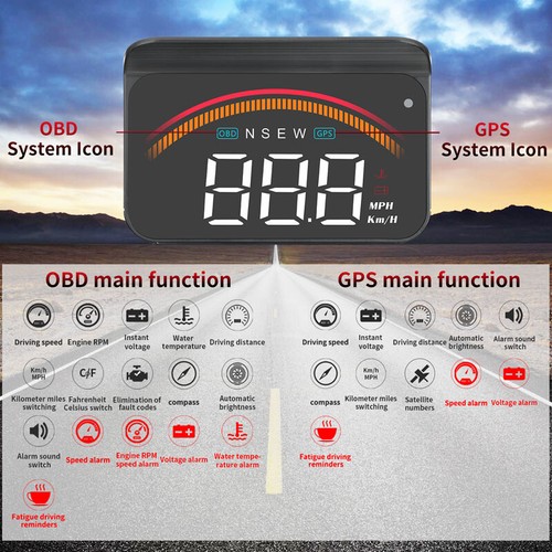 OBD+GPS HUD Gauge Boost M11 Head-Up Display Car Speedometer Water -40℃ - +80℃ - Picture 7 of 10