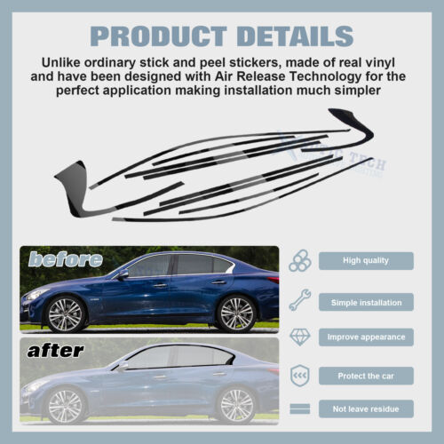 Gloss Black Chrome Delete Blackout Window Cover Decal For Infiniti Q50 2014-2024 - Bild 2 von 13