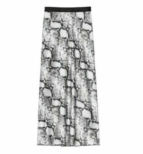 Victorias Secret PINK Knit Riot Satin Snakeskin Midi Slip Skirt XSmall Gray New - Bild 1 von 4