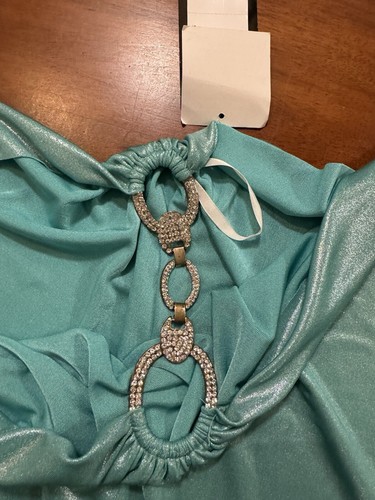 Vestido Betsy & Adam Mujer Azul Hielo Brillo Un Hombro Talla 10 - NUEVO - Imagen 2 de 8
