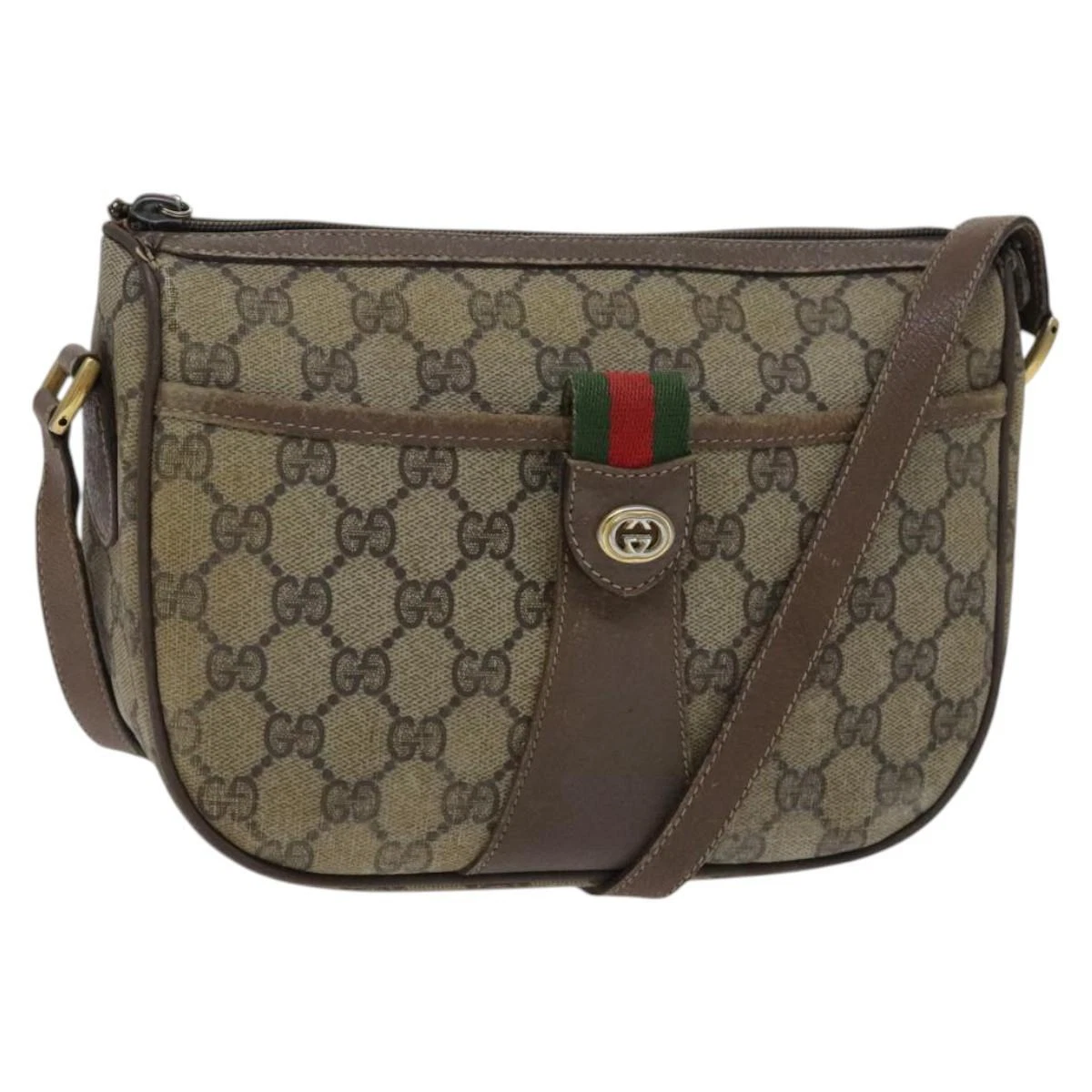 Sac GUCCI GG Supreme Web Sherry Line PVC beige vert rouge 89 02 032 authentique EC919