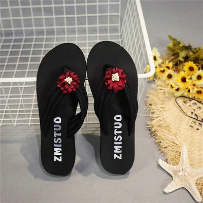 flower slip on platform sandals