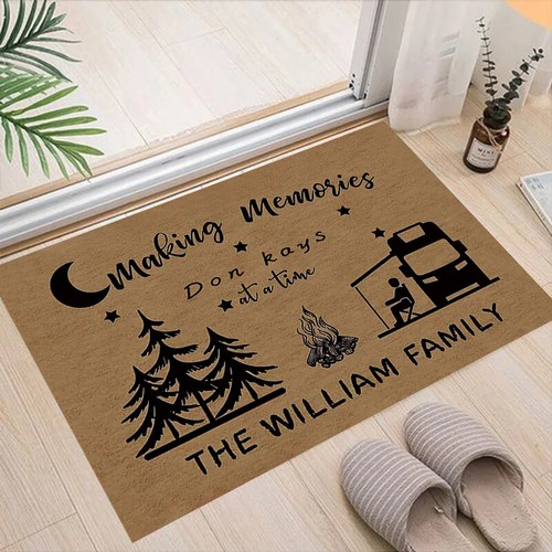Happy Camper Doormat Door Mat Carpet Rugs Flannel Indoor Bedroom Kitchen Bath - Picture 9 of 39
