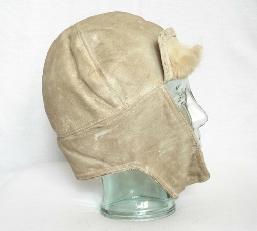 WW2 BULGARIAN AIR FORCE WINTER LAMBSKIN PILOT FLIGHT BONNET - Picture 2 of 9