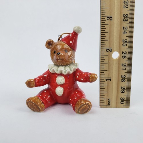 Vintage Gordon Fraser 1984 Ceramic Teddy Bear Red Clown Christmas Ornament - Picture 10 of 10