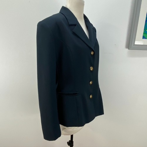 MOTTO SIZE 12 WOMENS BLUE LINED WOOL MIX BLAZER JACKET VINTAGE BUTTON UP POCKETS - Picture 9 of 13