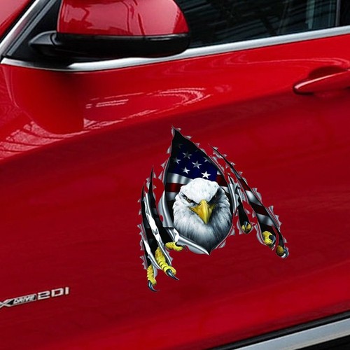 Car Decals Stickers Bald Patriotic Eagle American USA Flag Door Window Seal - Picture 3 of 7