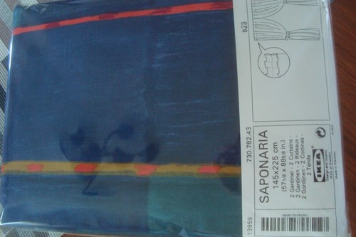 Ikea SAPONARIA Pair of Curtains Window Panels Dark Blue Mult 57x88" 145x225 cm - Picture 8 of 8