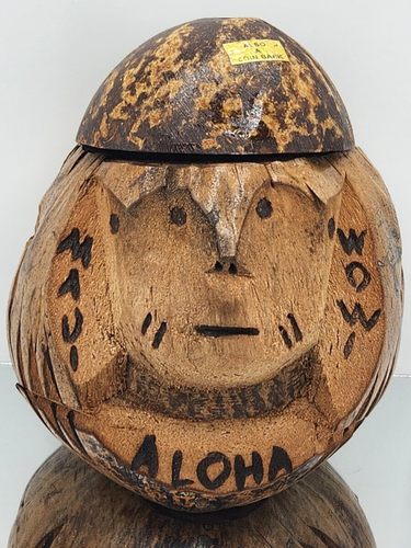 UNIQUE Hand Carved Monkey Head Drink Holder & Coin Bank Home Tiki Bar Luau Decor - Picture 2 of 10
