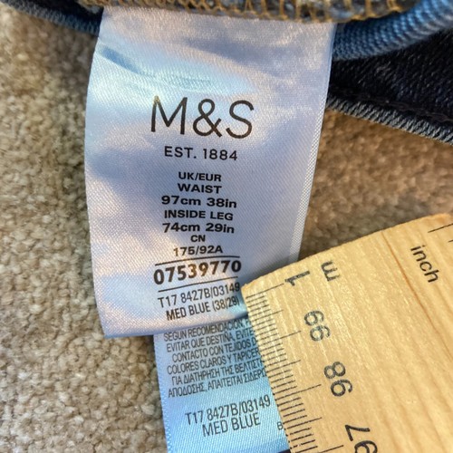 Jeans uomo Marks & Spencer denim elasticizzato regular taglia M&S W38" L29" corto - Foto 14 di 19