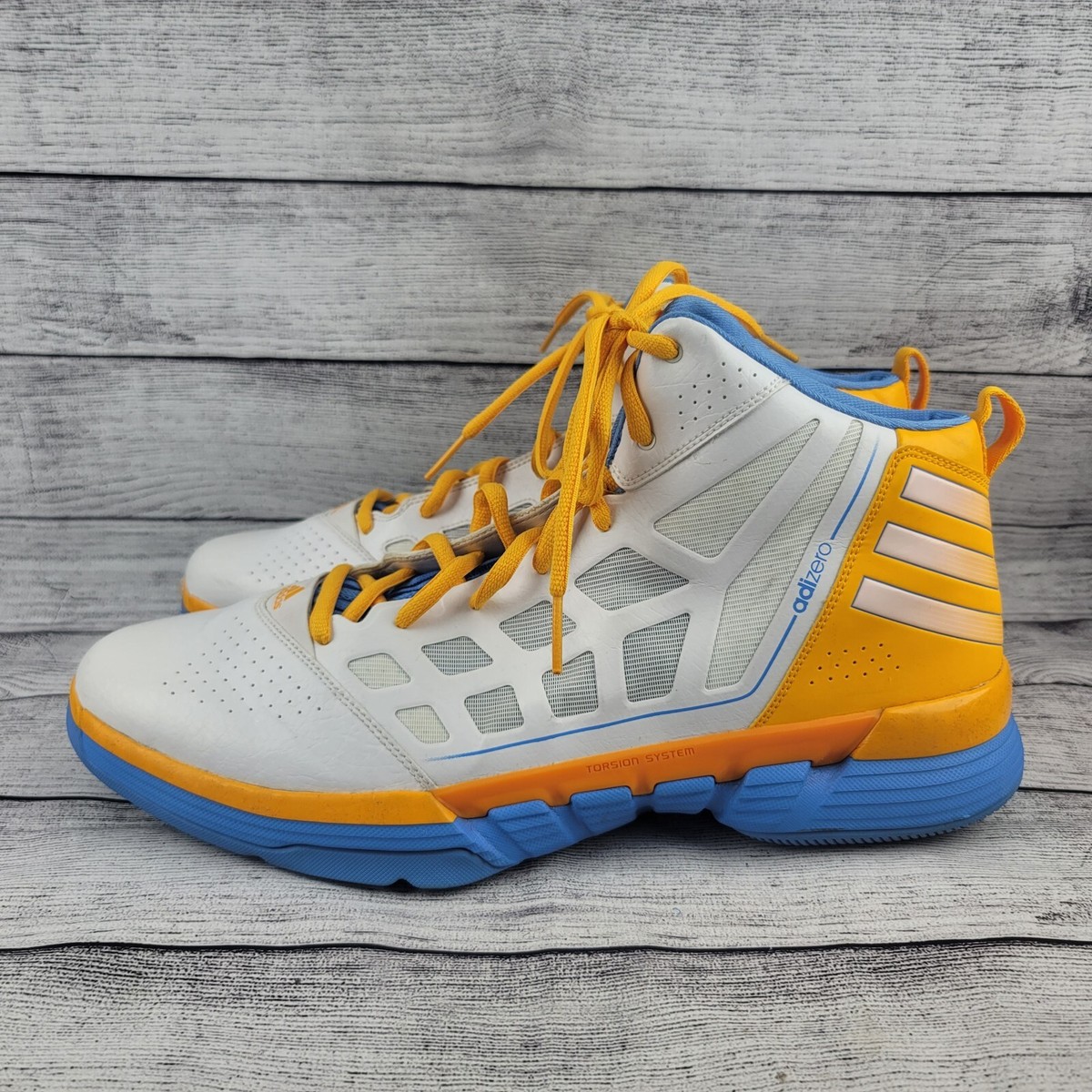 Adidas SAMPLE Shoes Adizero White Yellow Blue Nene Hilario Size 17