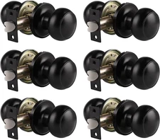 Black Door Knobs Interior, Passage Door Knobs for Hallway Closet, Matte Black Ke