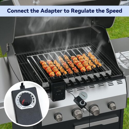 9pcs Stainless Steel Shish Kabob Skewers with Adjustable Electric Grill Rack - Picture 7 of 8