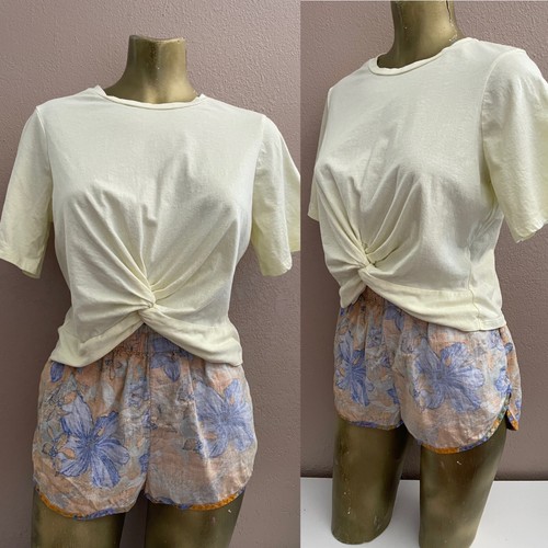 BDG Cute Retro 70s Style HAWAIIAN Floral Print LINEN Blend SHORTS XS - Picture 5 of 9