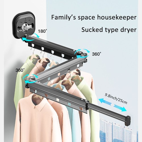 Folding Clothes Drying Rack Aluminum Airer Hanger No Punching Laundry Organizer - Picture 8 of 20