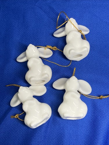 White porcelain MOUSE-shaped ORNAMENTS 4pcs All White READ - Picture 11 of 24