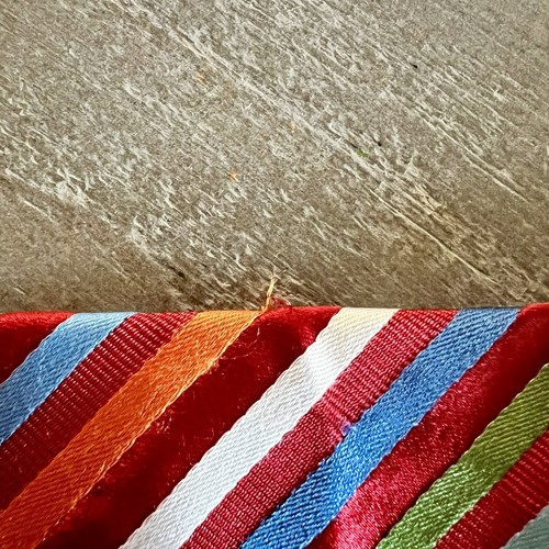 TOMMY HILFIGER MENS TIE RED WITH GREEN BLUE ORANGE STRIPES 57”x3.75” USA GOOD - Picture 9 of 11