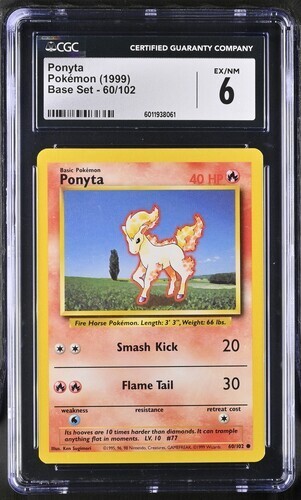 POKEMON Ponyta Base Set 60/102 Regular 1999 Base Set CGC 6 - Picture 1 of 2