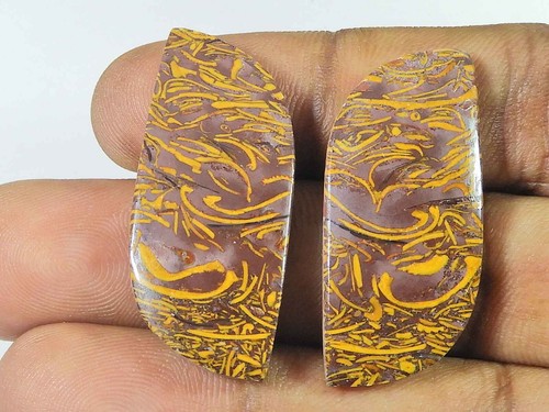 Par de piedras preciosas cabujón de lujo combinado de jaspe natural Mariam 16X35X04 mm 57 quilates h79 - Imagen 3 de 9