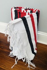 Mexican Blanket Wholesale Red/Black/White Handwoven X-Large Yoga Mat Throw.