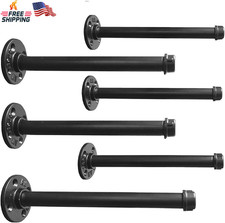 Industrial Black Iron Pipe Shelf Brackets 10 Inch Clothing Rack Set of 6,Heavy D