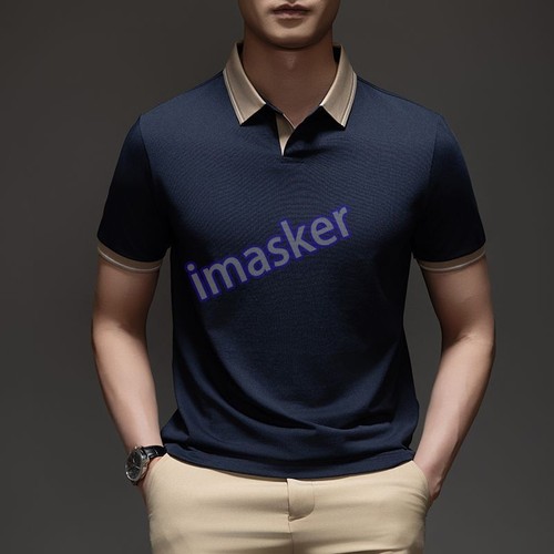 Men's Mulberry Silk + Line Shirt Short-sleeved Lapel T-shirt Business Casual Top - Picture 2 of 17