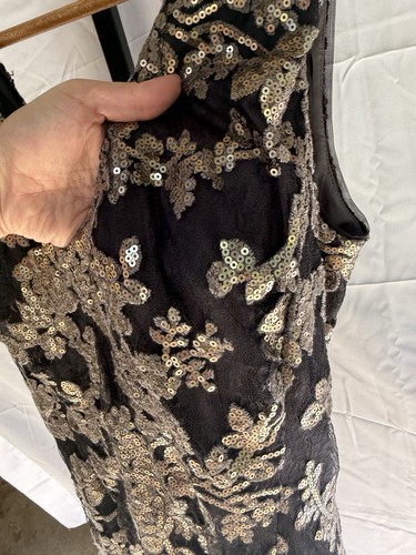 Tadashi Shoji Sequin Paillette Embroidered Lace Smoked Pearl Dress 8 - Picture 6 of 14