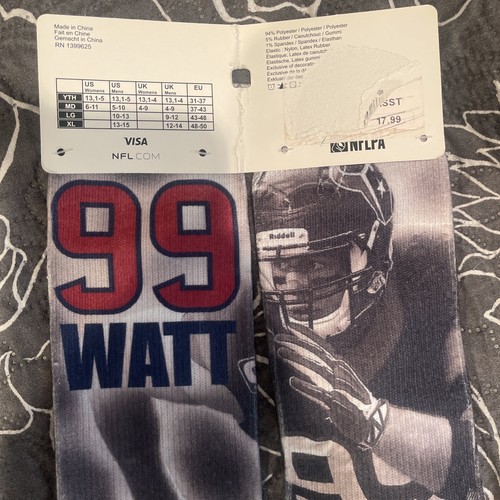 NFL TEAM APPAREL Houston Texans NFL DRIVE JJ Watt CREW SOCKS SZ 10-13 Large - Picture 3 of 3
