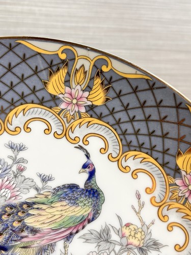 Vintage Leonardo Japanese Peacock Plate 21cm Blue Gold Porcelain - Picture 3 of 6