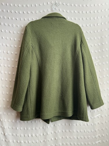 L.L. Bean Vintage Damen Belladini 100% Wolle Mantel Gr. 1X Olivgrün - Bild 2 von 6