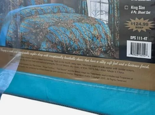 The Woods 'Seabreeze' Conjunto de Lençóis King Licenciado 6 peças – Estampa Natureza, Bolso Profundo - Imagem 2 de 2