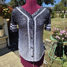 Balera Black And White Sequin Button Down Jersey. Great Condition Size MC