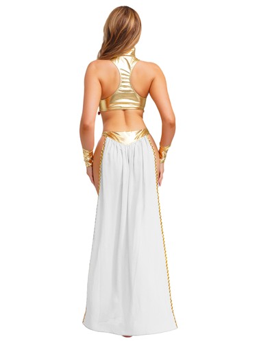 Damen Rock Show Kleid 4-teilig Kostüm Fantasie Cosplay Clubwear Outfits Toga Rom - Bild 28 von 67