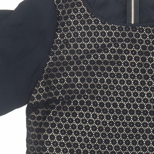 Wishbone Women's Black Geometric Lace Blouse Size 10 - Picture 6 of 12
