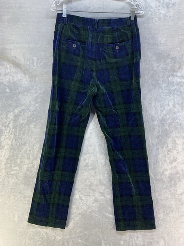 Vintage Ralph Lauren Blue and Green Plaid Velvet Pants Size 6 - Picture 3 of 4