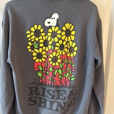 Peanuts Snoopy Hoodie Small Graphic Print Woodstock Rise and Shine Cartoon Style