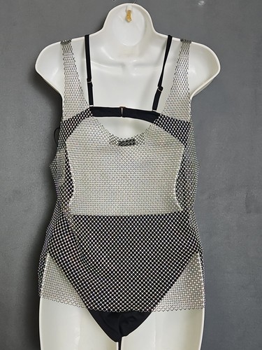 Fadded Rose Unisex Rhinestone L Tank Top Mesh Shirt Bling Gray - Picture 2 of 5