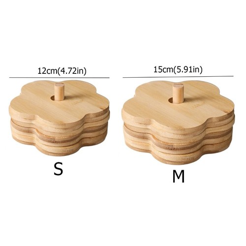 8PCS/SET Reusable Flower Wood Coasters Non-Slip Solid Wood Insulation Mat Home - Picture 3 of 14