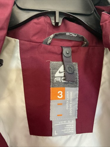 Nike Fit Storm ACG Rain Coat Womens Large Outer Layer Hiking Jacket, Burgundy - Picture 6 of 11