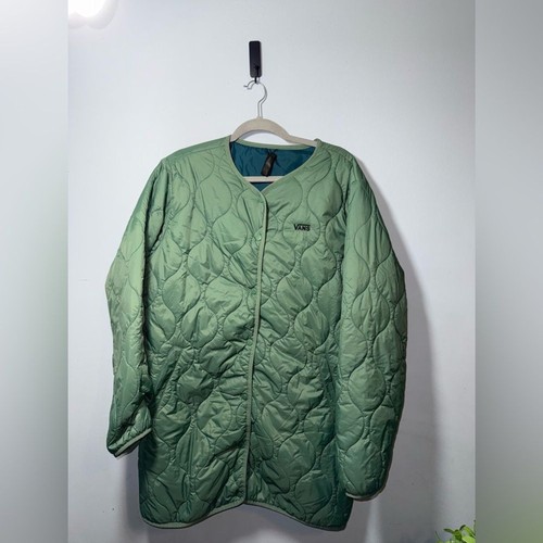 Vans Women’s Forces Oversized Long Reversible Liner Jacket - DUCK GREEN L NWOT - Picture 2 of 13